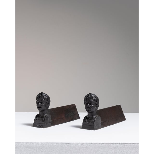 19th Century France Chocolate Iron Bust Bookends For Sale - Image 4 of 15