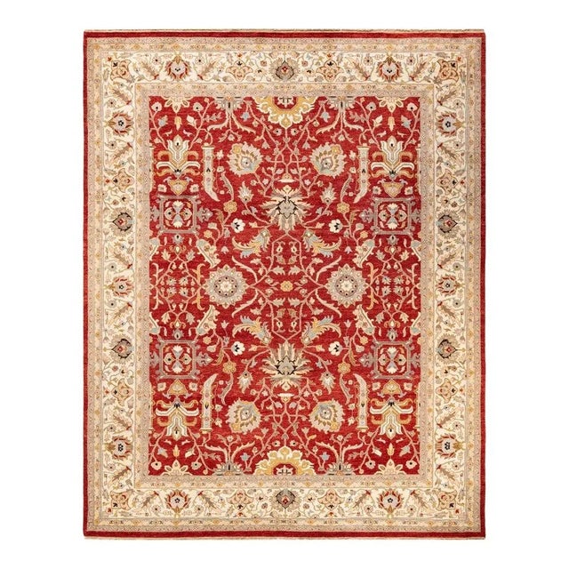 Red Mogul, One-of-a-Kind Hand-Knotted Area Rug in Red, 9' 3" x 11' 9" For Sale - Image 8 of 8