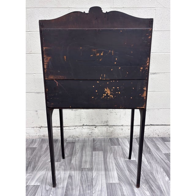 Brown Antique Victorian Petite Secretary Desk With Storage and Key For Sale - Image 8 of 14