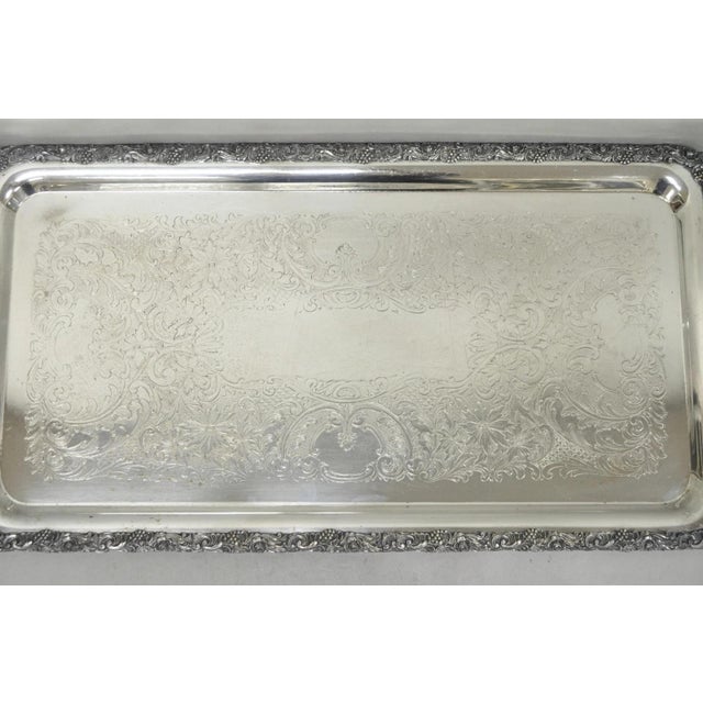 Metal Vintage English Victorian Silver Plated Copper Narrow Serving Platter Bar Tray For Sale - Image 7 of 18
