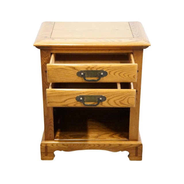 Late 20th Century Link Taylor Countryside Collection Solid Oak Early American Rustic 21" Open Cabinet Nightstand 6613 For Sale - Image 5 of 14