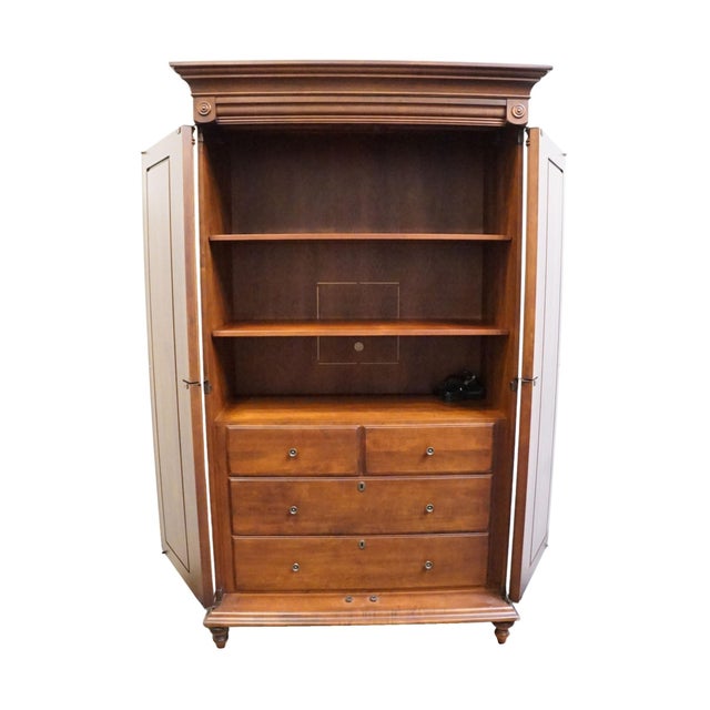 Early 21st Century Durham Furniture Saville Row Collection Solid Cherry Early American 46" Clothing Storage Armoire 980-160 For Sale - Image 5 of 14