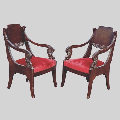 Empire French Mahogany Library Armchairs, Set of 2 For Sale - Image 11 of 11