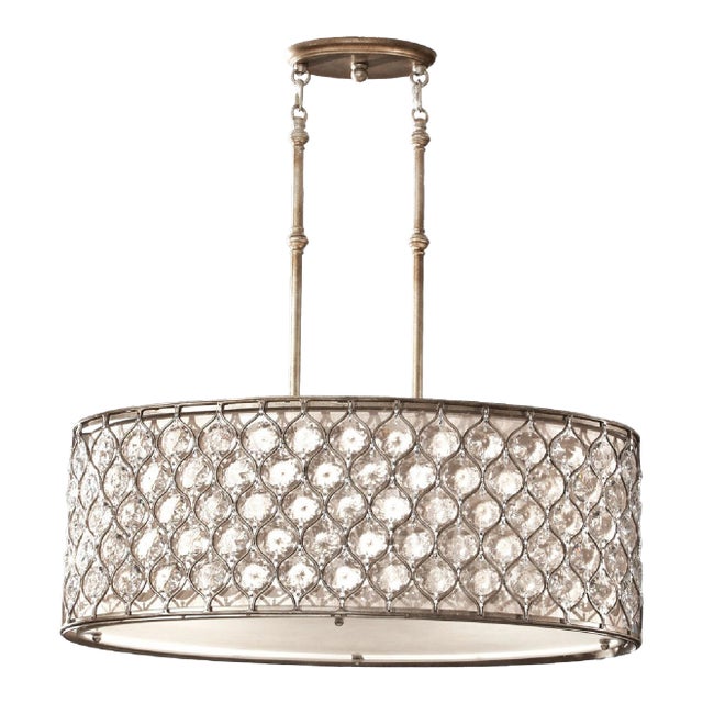 Murray Feiss Lucia Oval Chandelier in Burnished Silver For Sale