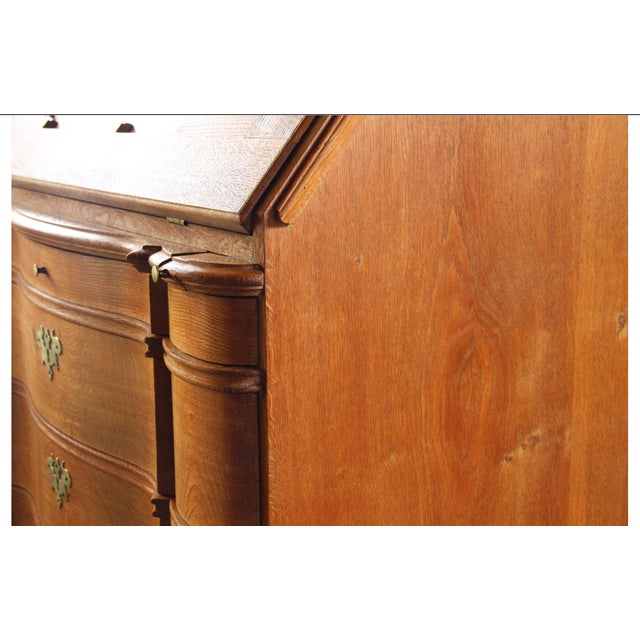 Brown Vintage Oak Fold Down Secretary Bureau in Style of Kjærnulf, 1960s For Sale - Image 8 of 18