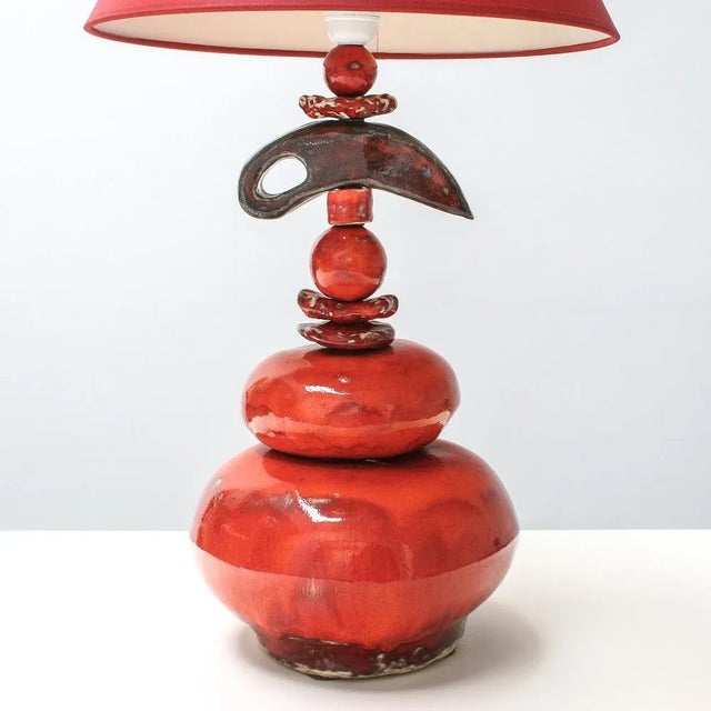 1990s Art Stacking Ceramic Table Lamps by Greta Beuckelaere, Belgian, 1990s, Set of 2 For Sale - Image 5 of 9