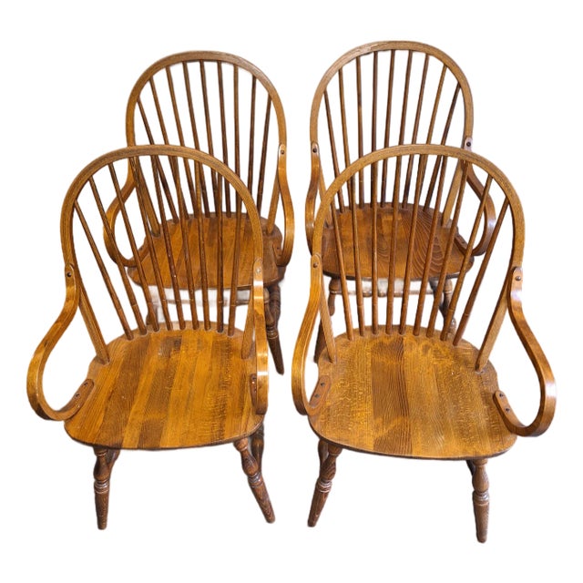 Late 20th Century Mid-Century Windsor Armchairs - Set of 4 For Sale