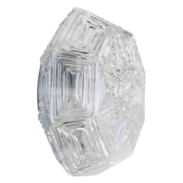 Metal Mid-Century Octogon Clear Glass Sconces Flush Mounts For Sale - Image 7 of 7