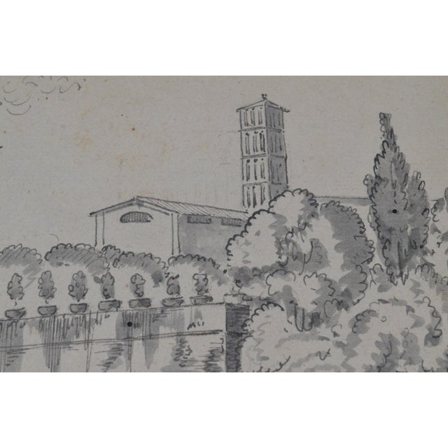 Early 19th Century Constant Bourgeois Du Castelet (1767–1841) Pair of Ink Wash Drawings — Views of Palaces in the Roman Countryside For Sale - Image 6 of 17
