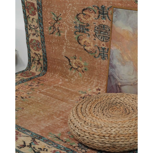 1970s Vintage Handmade Wool Cotton Brown Area Rug For Sale - Image 11 of 12