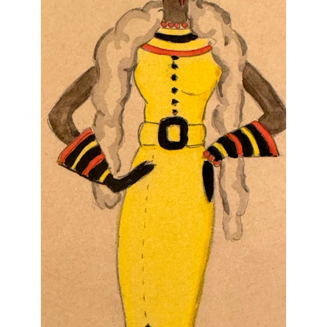 Mid 20th Century Wayne Benter Jung, Fashion Sketch of Josephine Baker, Post WWII For Sale - Image 13 of 17