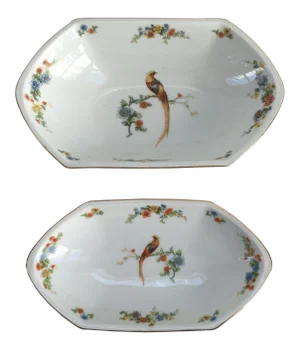 Vintage Birds of Paradise Porcelain Serving Bowls - Set of 2