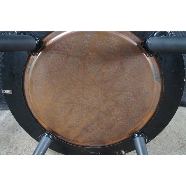 Turkish Hammered Copper Round Coffee Side End Tray Table Plant Stand 26" For Sale - Image 10 of 12