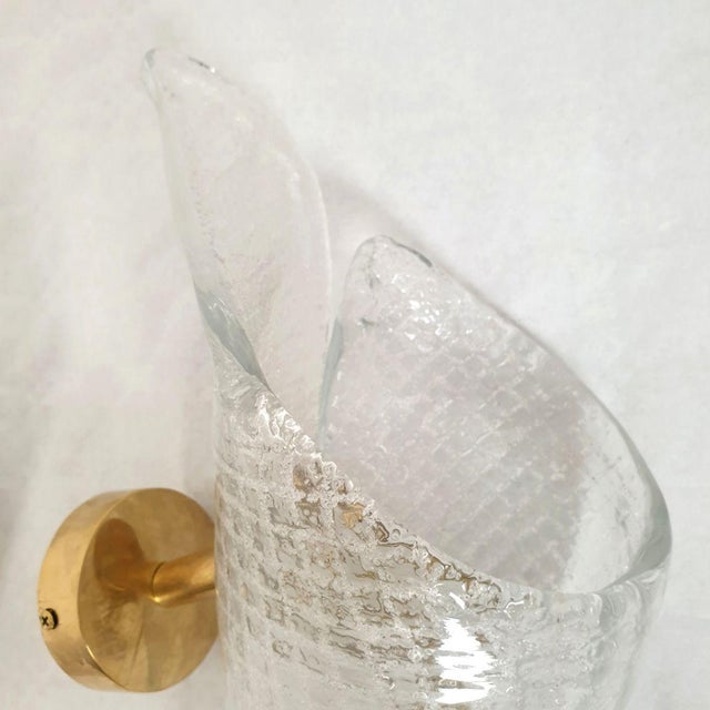 Transparent Italian Mid Century Murano Glass Sconces - a Pair For Sale - Image 8 of 11