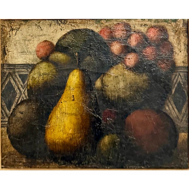 Philippe Auge (French 1935-) Still-life with pears Medium: Oil on canvas Dimensions: canvas 8 1/4 by 10 1/4in., 21 by...