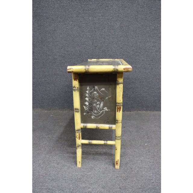 Mid-Century Chinoiserie Faux Bamboo Two-Drawer Console Chest For Sale - Image 10 of 12