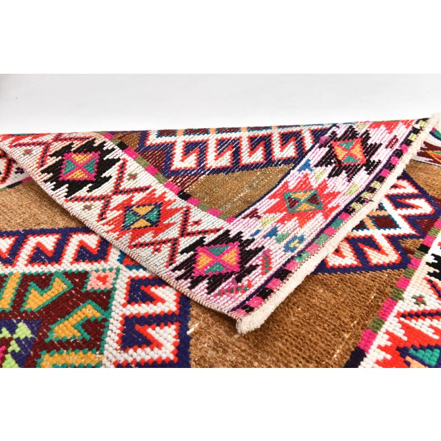 Vintage Handmade Runner Rug in Wool For Sale - Image 9 of 12