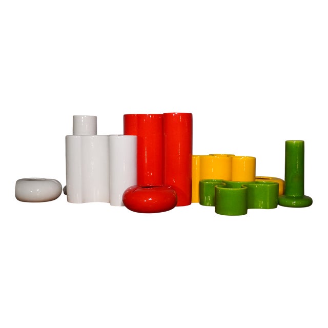 Glazed Ceramic Vases by Angelo Spagnolo for Sicart, Italy, 1970s, Set of 9 For Sale