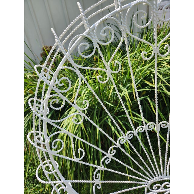 Mid 20th Century Vintage White Twisted Metal Peacock Chair For Sale - Image 5 of 10