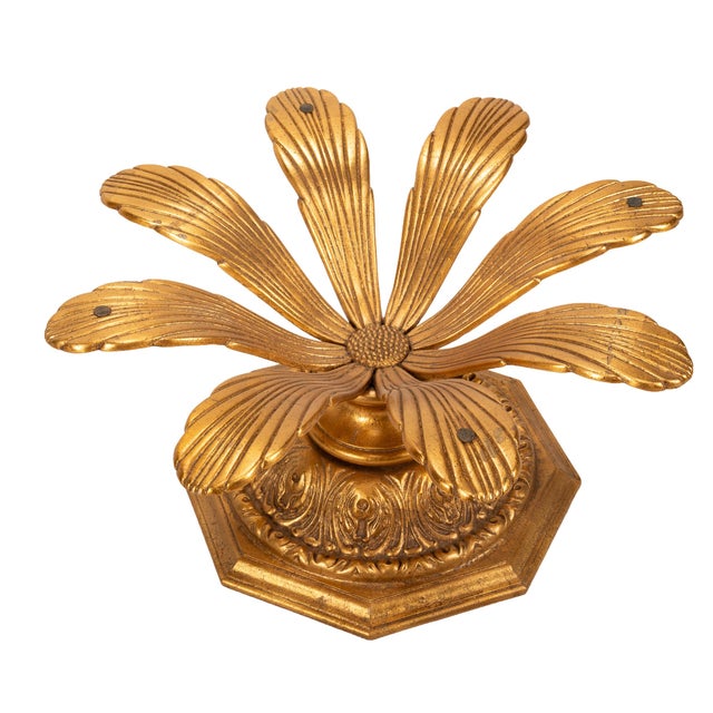 1970s Hollywood Regency Gilded Metal Flower Petal Coffee Table Mid Century For Sale - Image 11 of 12