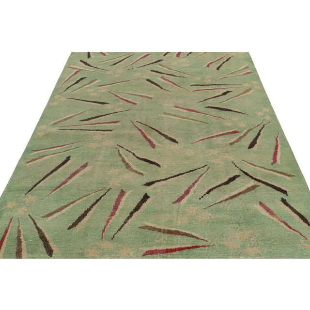 Art Deco 1960s Vintage Zeki Muren Art Deco Rug in Green With Geometric Patterns For Sale - Image 3 of 7