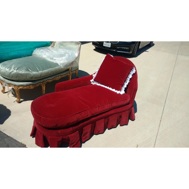Antique Red Velvet Chaise Lounge Chairish