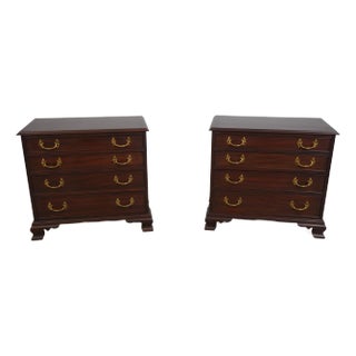 Pair Henkel Harris Mahogany 4 Drawer Bachelor Chest Nightstands For Sale