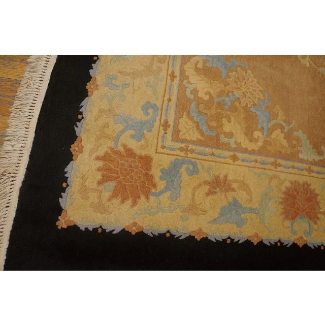 1920s Peach Vase Floral Antique Chinese Art Deco Carpet 9' X 11' 6" Knotted Wool Rug For Sale In New York - Image 6 of 9