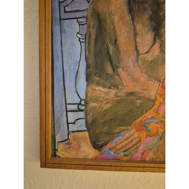 1960s Modernist Painting of Figures in a Room Titled Party Time For Sale - Image 4 of 9
