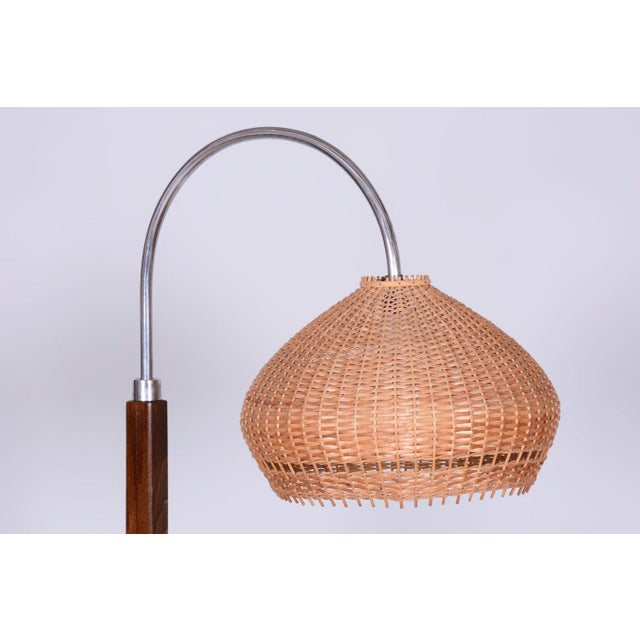 Art Deco Walnut Floor Lamp attributed to J. Halabala for Up Závody, Czech, 1930s For Sale - Image 11 of 16