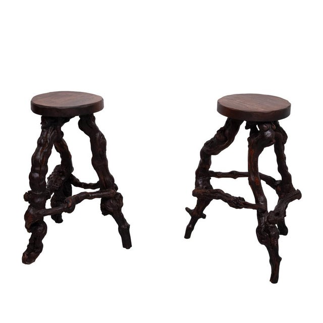 Vintage French Twisted Grape-Vine Roots Bar Stools, 1960s, Set of 2 For Sale - Image 6 of 11