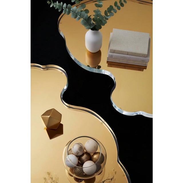 Metal The New Set of 2 Luca Coffee Tables in Gold With Acrylic Top For Sale - Image 7 of 10