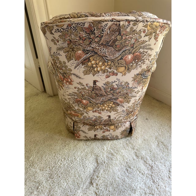 Hickory Chair Furniture Company Vintage Hickory Chair Floral Swivel Rocking Chair For Sale - Image 4 of 9