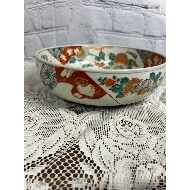Imari Porcelain Antique Japanese Imari Porcelain Bowl - 10" Meiji Period Arita Ware - Hand-Painted Floral For Sale - Image 4 of 12