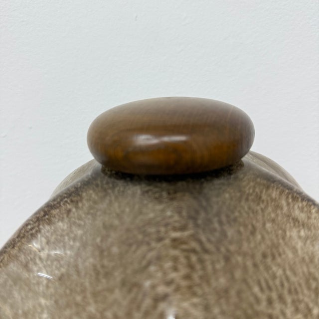 Vintage Brutalist Glass Table Lamp with Oak Wooden Base, 1970s For Sale - Image 18 of 18