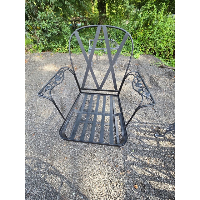 Vintage Wrought Iron Patio Seating Set by Russell Woodard, Attributed, 8 Pieces For Sale - Image 11 of 12