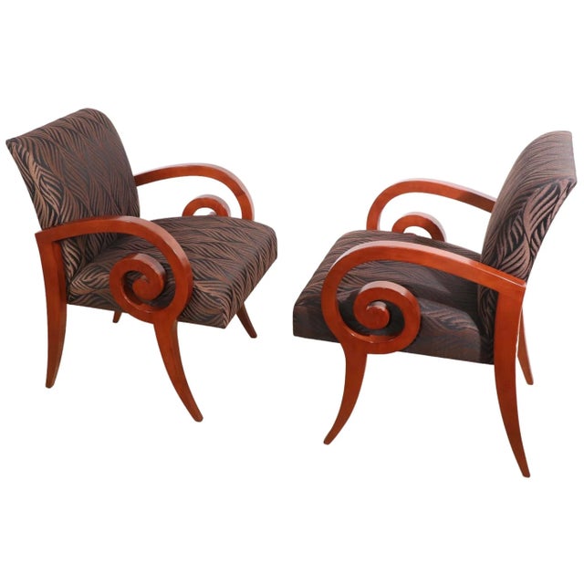 Pr. Decorative Scroll Arm Chairs by Bonaventure Furniture Industries For Sale - Image 13 of 13