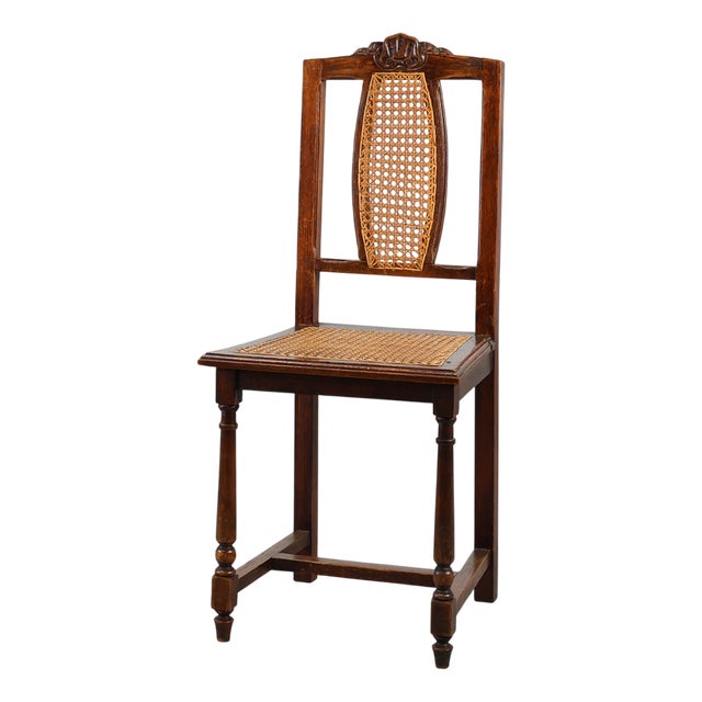 Antique French Wood and Rattan Chair, 1900 For Sale