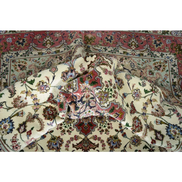 Hand-Knotted Tabriz 50raj Oriental Rug with Silk For Sale - Image 11 of 13