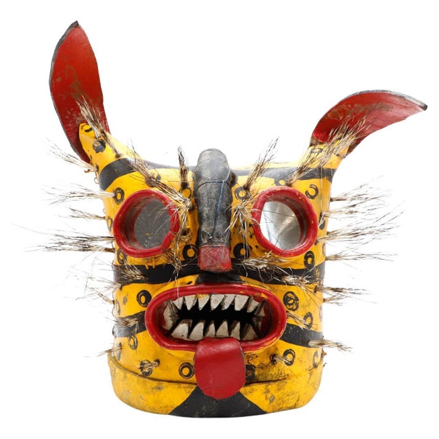 Vintage Ceremonial Jaguar (Tigre) Mask, Zitlala, Guerrero, Mexico For Sale - Image 15 of 18