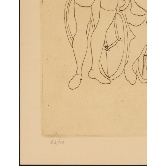 August Mosca Le Demarre Signed Modern Figurative Etching on Paper 53/110 Framed For Sale In Detroit - Image 6 of 7