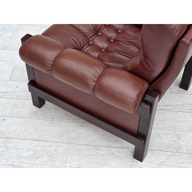 Scandinavian Armchair in Leather and Beech, 1970s For Sale - Image 17 of 18