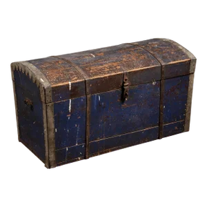 1920s Early American Chest in Navy Blue With Patina