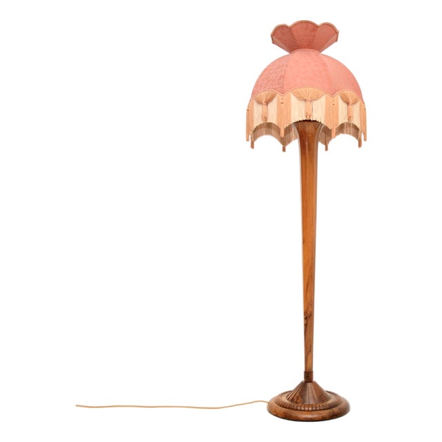 Art Deco Floor Lamp in Walnut, 1920s For Sale