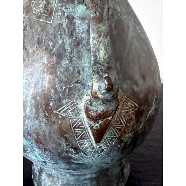 Medieval Islamic Bronze Ewer with Incised Motifs Seljuk Empire For Sale - Image 13 of 18