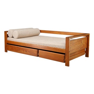 Elm Daybed in Ecru Bouclé Upholstery from Pierre Chapo, France, 1970s For Sale