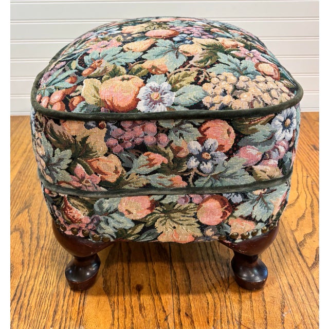 Mid 20th Century Mid 20th Century Queen Anne Style Upholstered Footstool For Sale - Image 5 of 6
