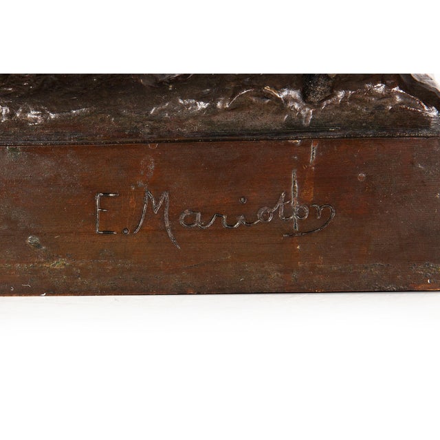 A Fine 36” H French Antique Bronze Sculpture “Victory” by Eugene Marioton For Sale - Image 15 of 18