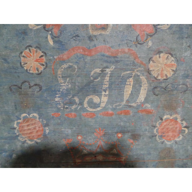 Early 19th Century Swedish 100% Original Painted Trunk Front Dated 1818 For Sale - Image 5 of 10