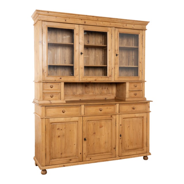 Large Pine Display Cabinet Bookcase From Denmark For Sale